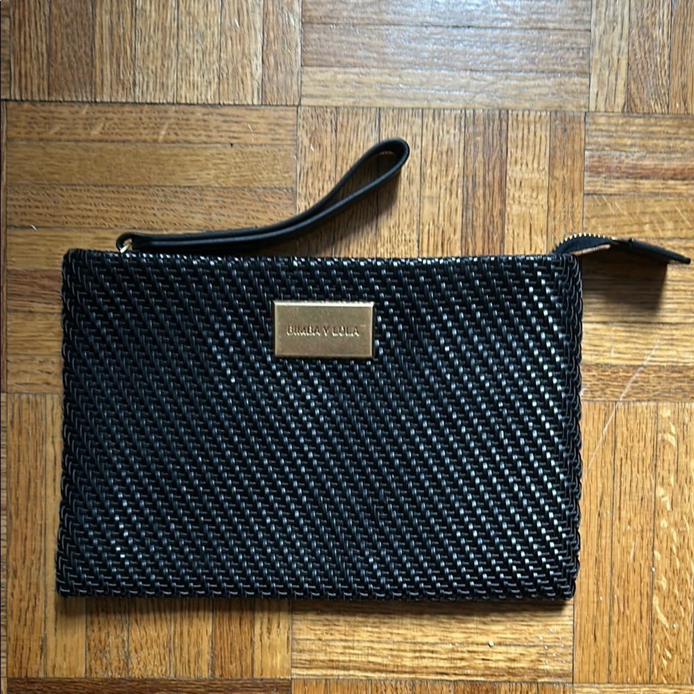 Bimba y Lola Black Woven Clutch Pouch